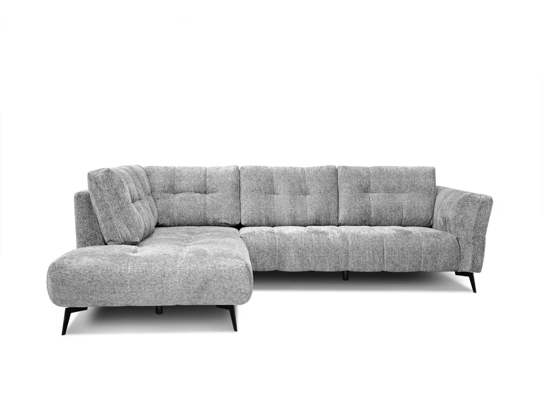 Canapé d'angle gauche 5 places tissu gris clair