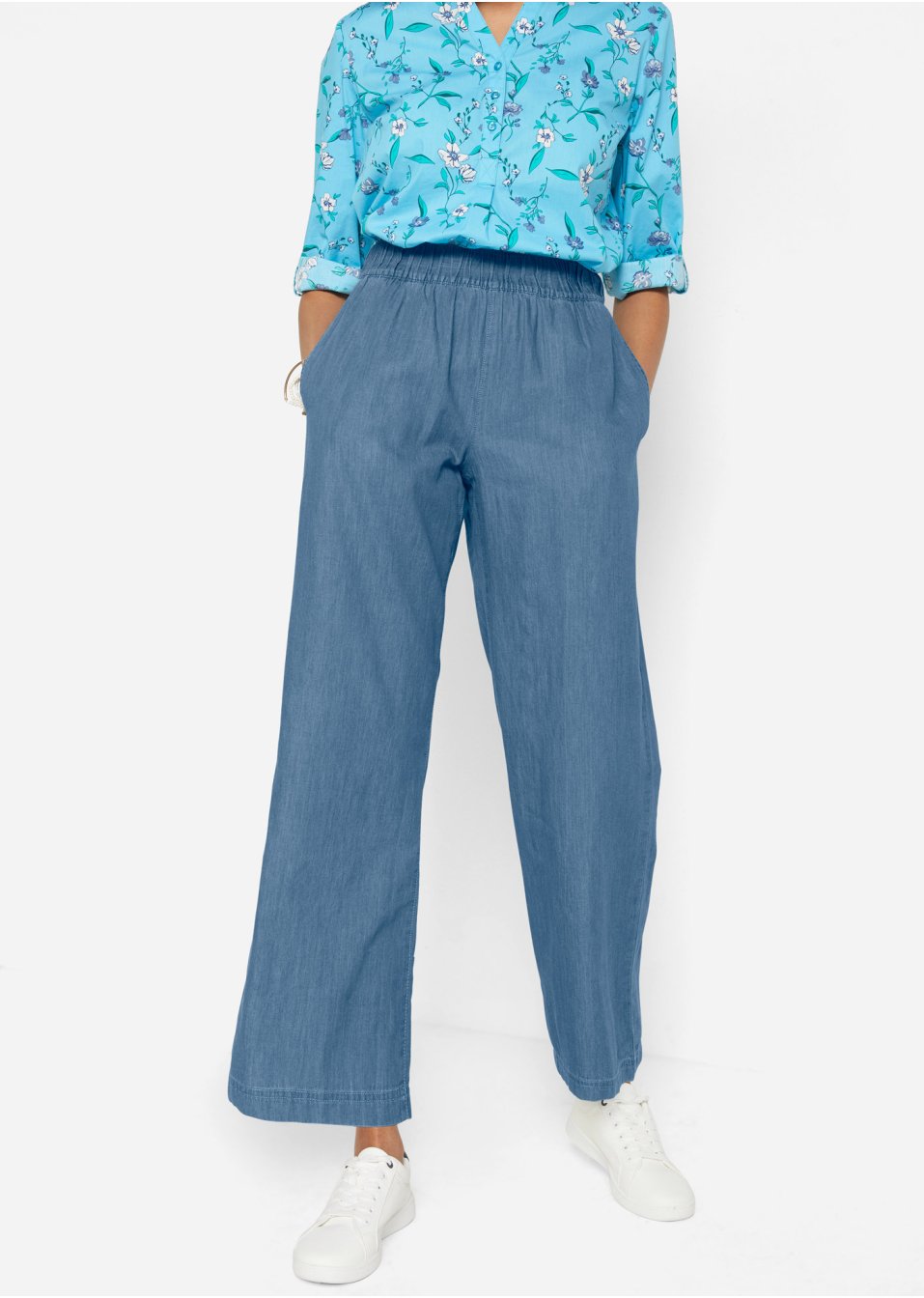 Jean à enfiler léger avec taille confortable, coupe large