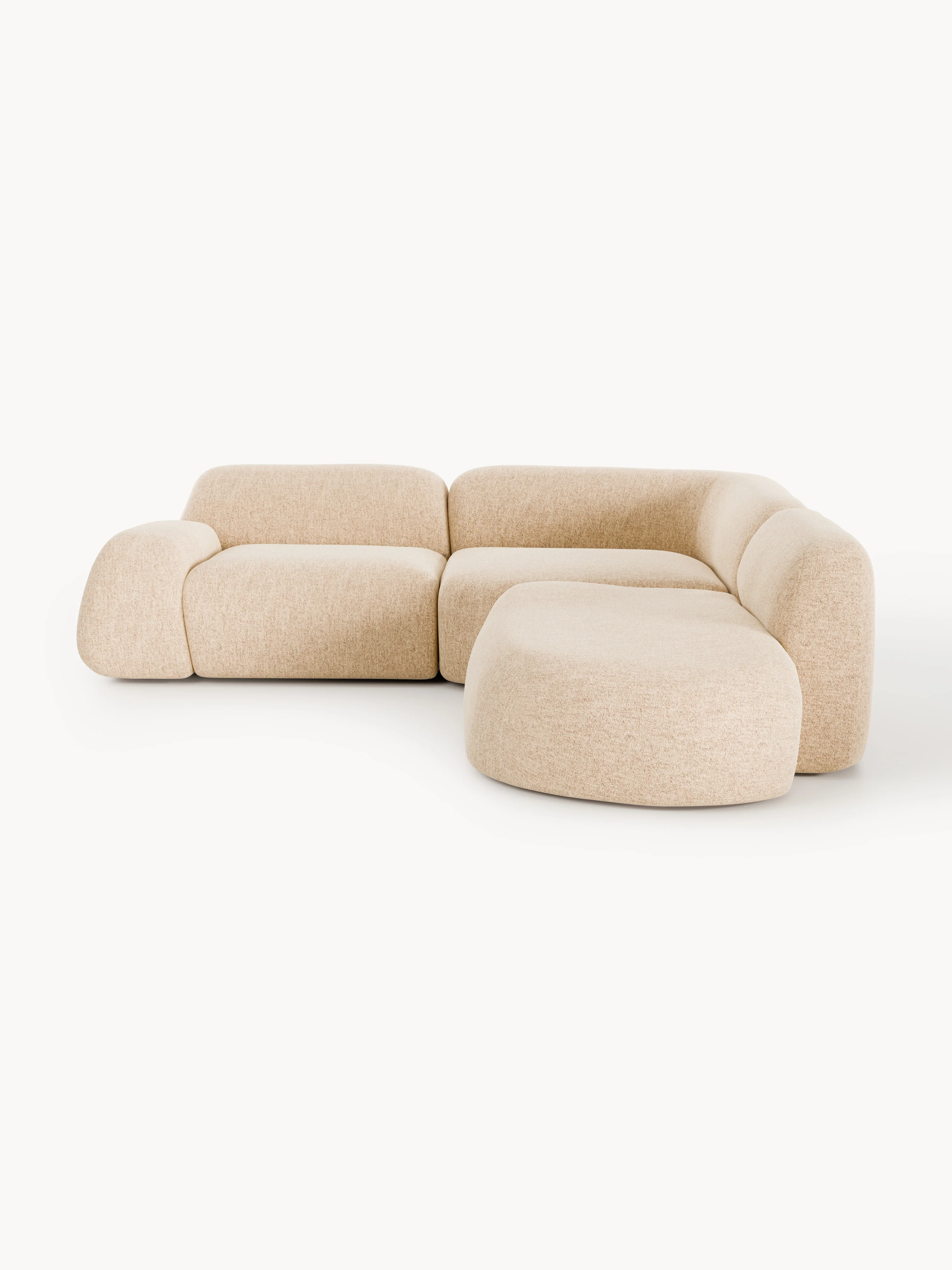 Modulaire bouclé hoekbank Wolke (4-zits) met chaise longue