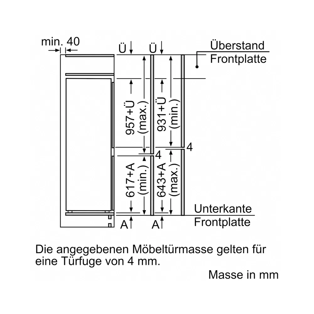 Bosch KIS77AFE0 Einbau-Kühl-Gefrier-Kombination 231 Liter