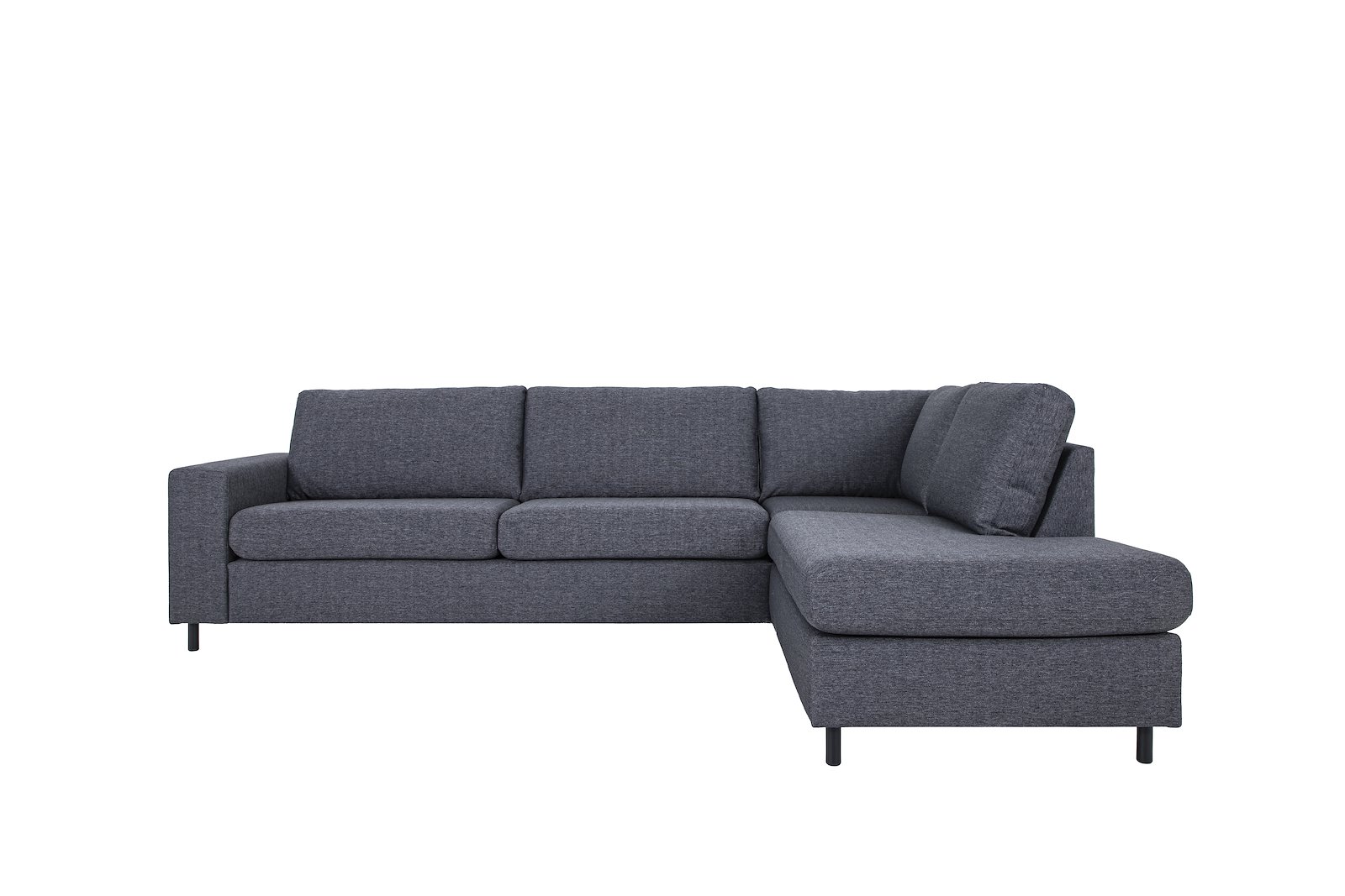 Copenhagen hjørnesofa 3-seter DUO med åpen ende høyre. Tekstil Hygge 97 Antrasitt med sorte ben