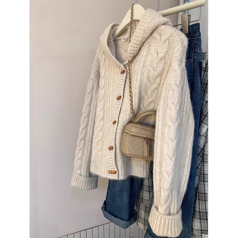 Trogendo - Effen kabelgebreid vest met capuchon