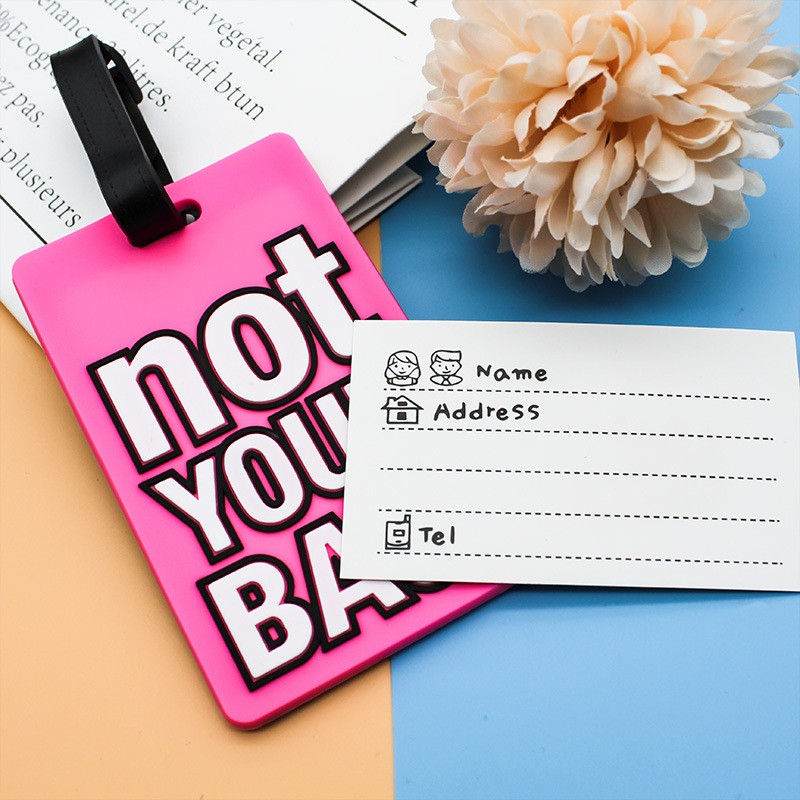 Silikon Kofferanhänger Gepäck Etikette Luggage Tag mit Adressschild Not Your Bag - Rot