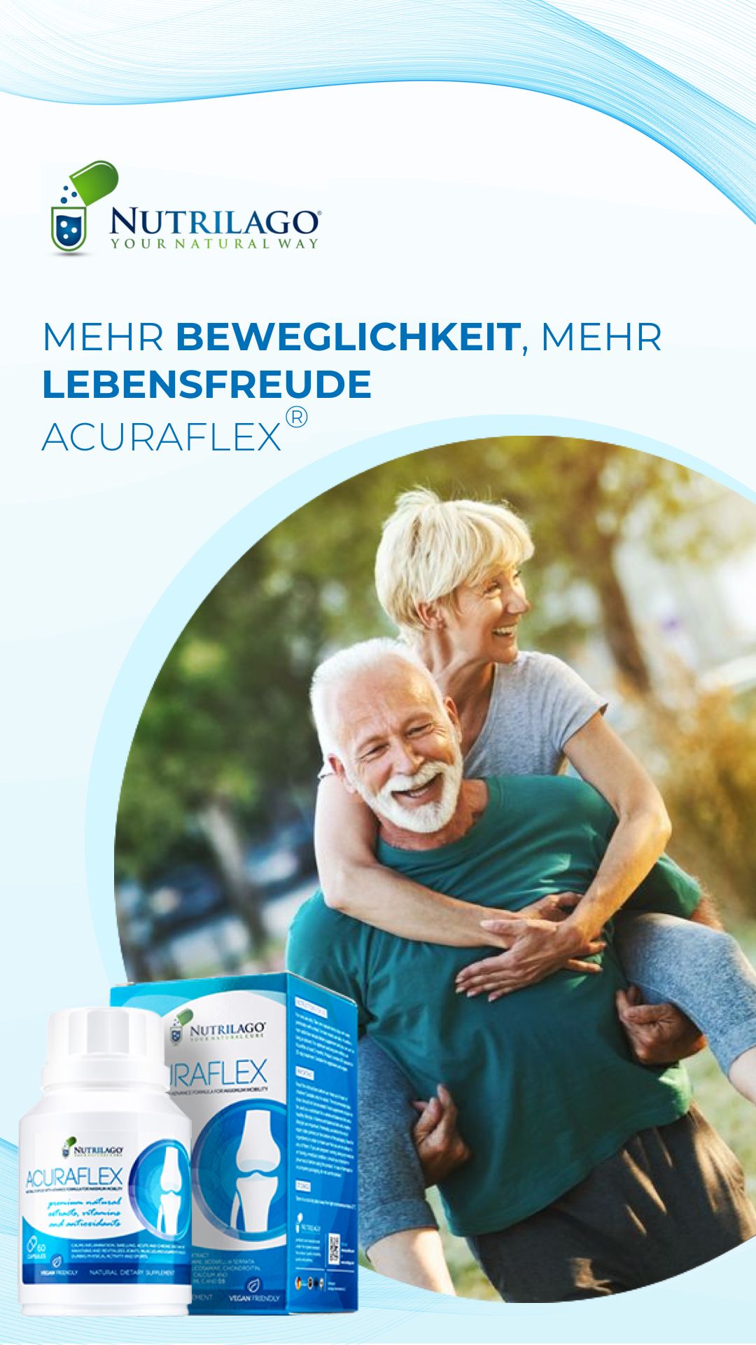 Nutrilago® ACURAFLEX Kapseln - Nahrungsergänzung für Gelenke, Knorpel und MEHR BEWEGLICHKEIT