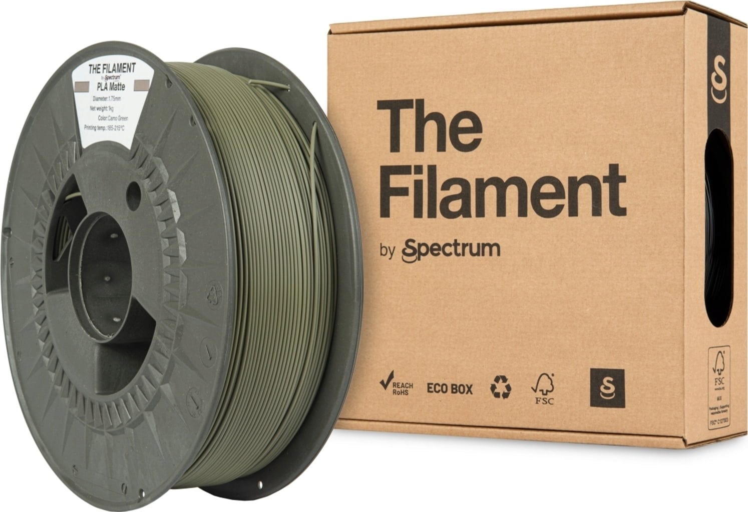 The Filament  PLA Matte Camo Green, 1,75 mm / 1000 g    Mattes PLA für funktionale & dekorative Anwendungen in Camo Green