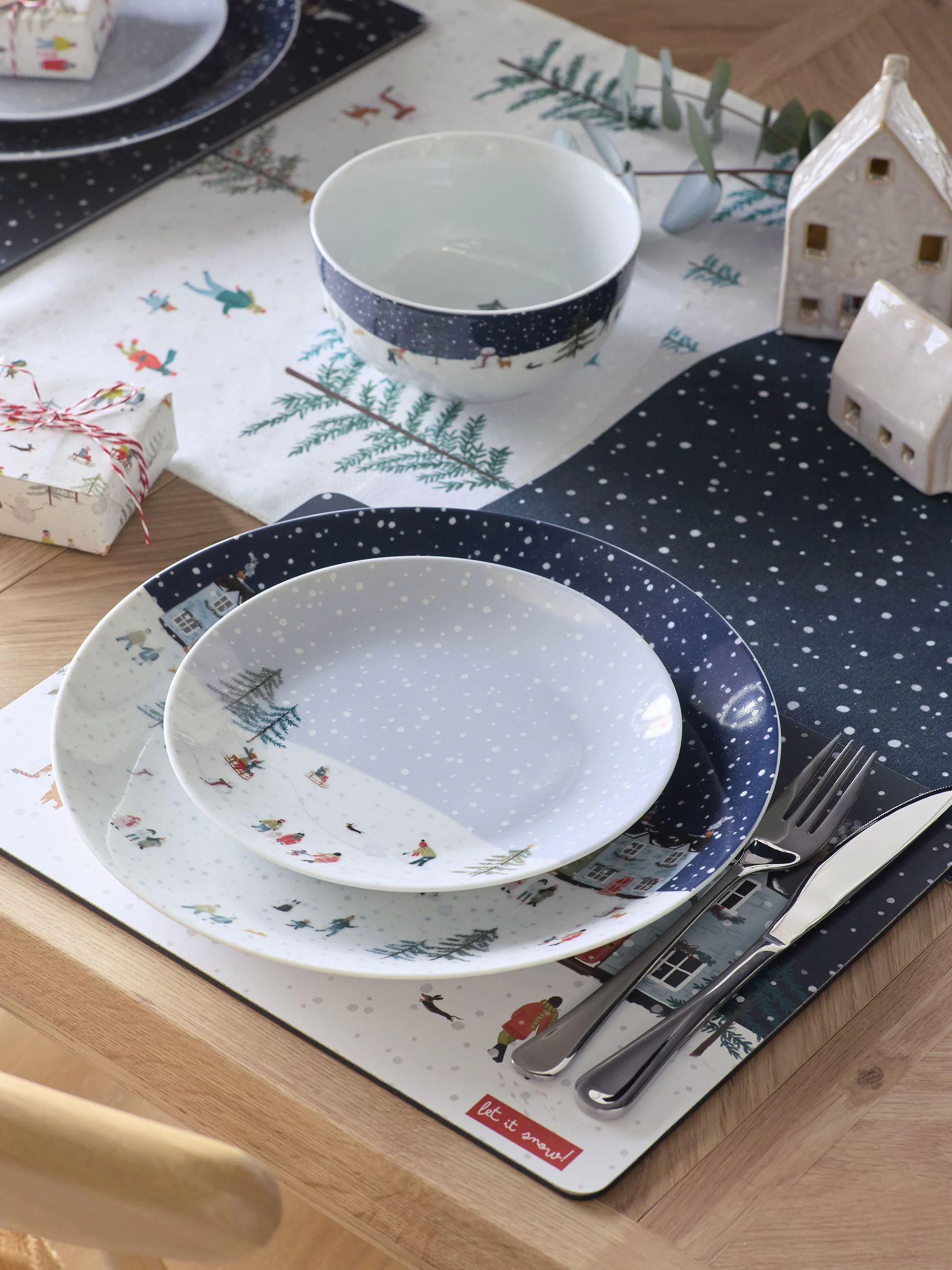 12 -delige kerstdinerset met winterlandschap