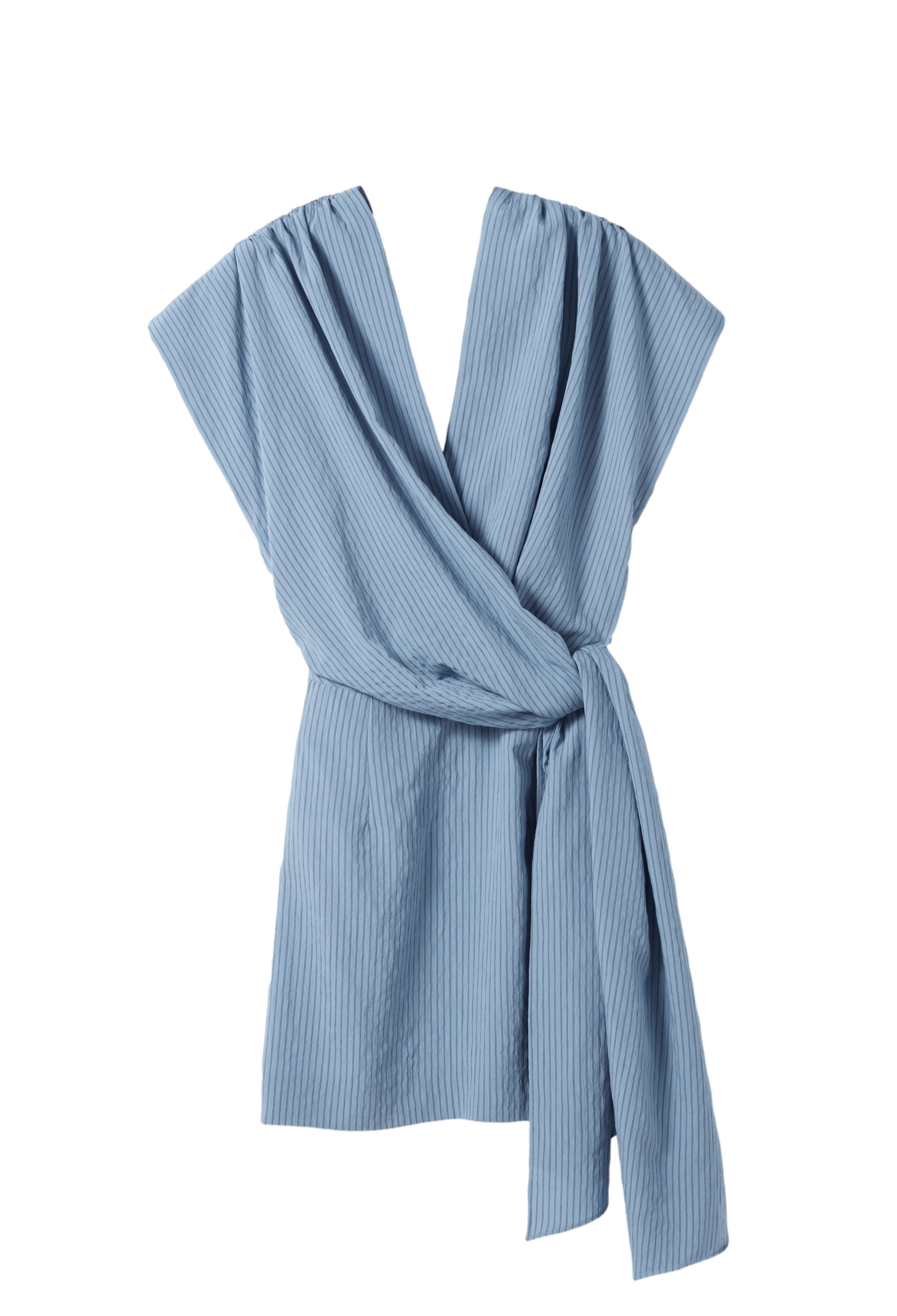 Robe courte cache-cœur rayée | Bleu