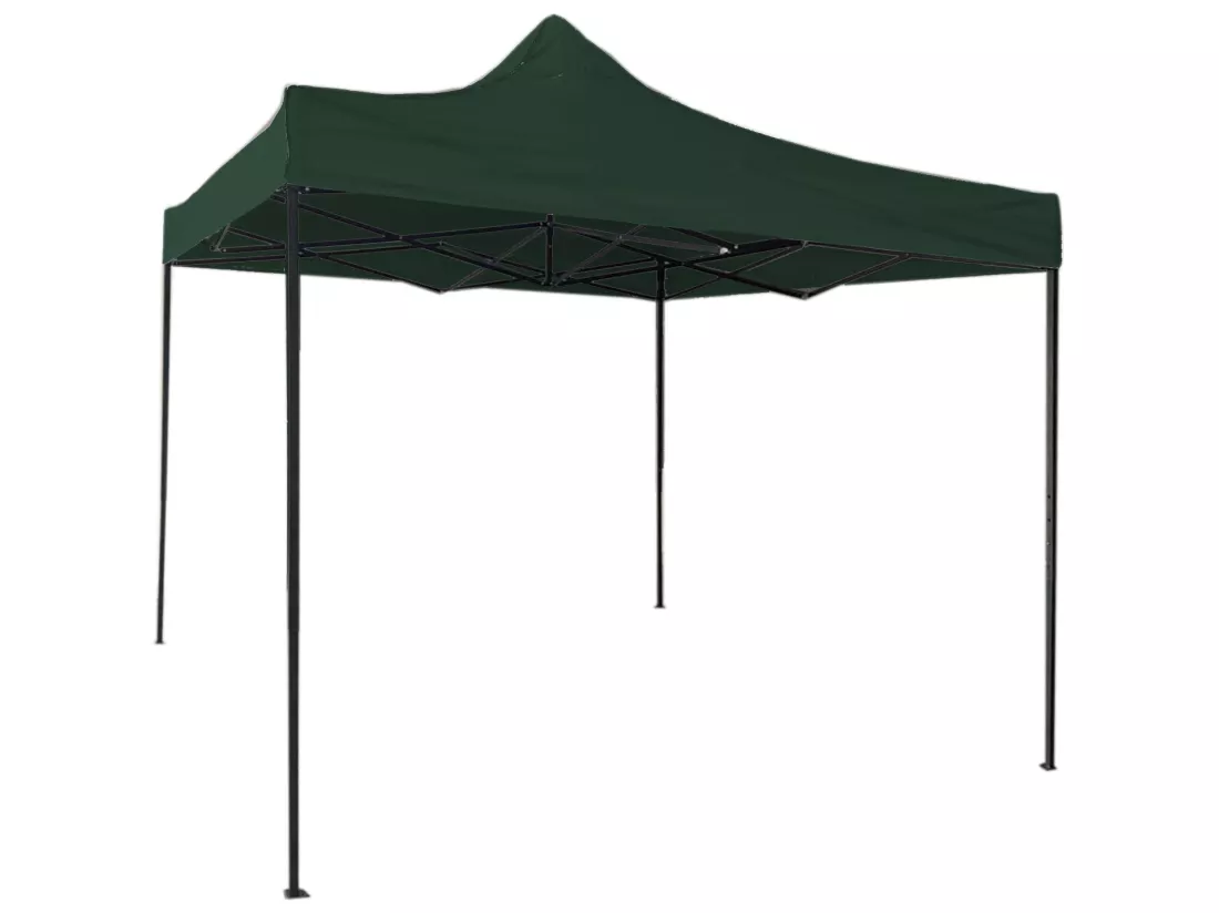 Gazebo Pliant Refermable Vert 4 Poids Métal Polyester 3x3