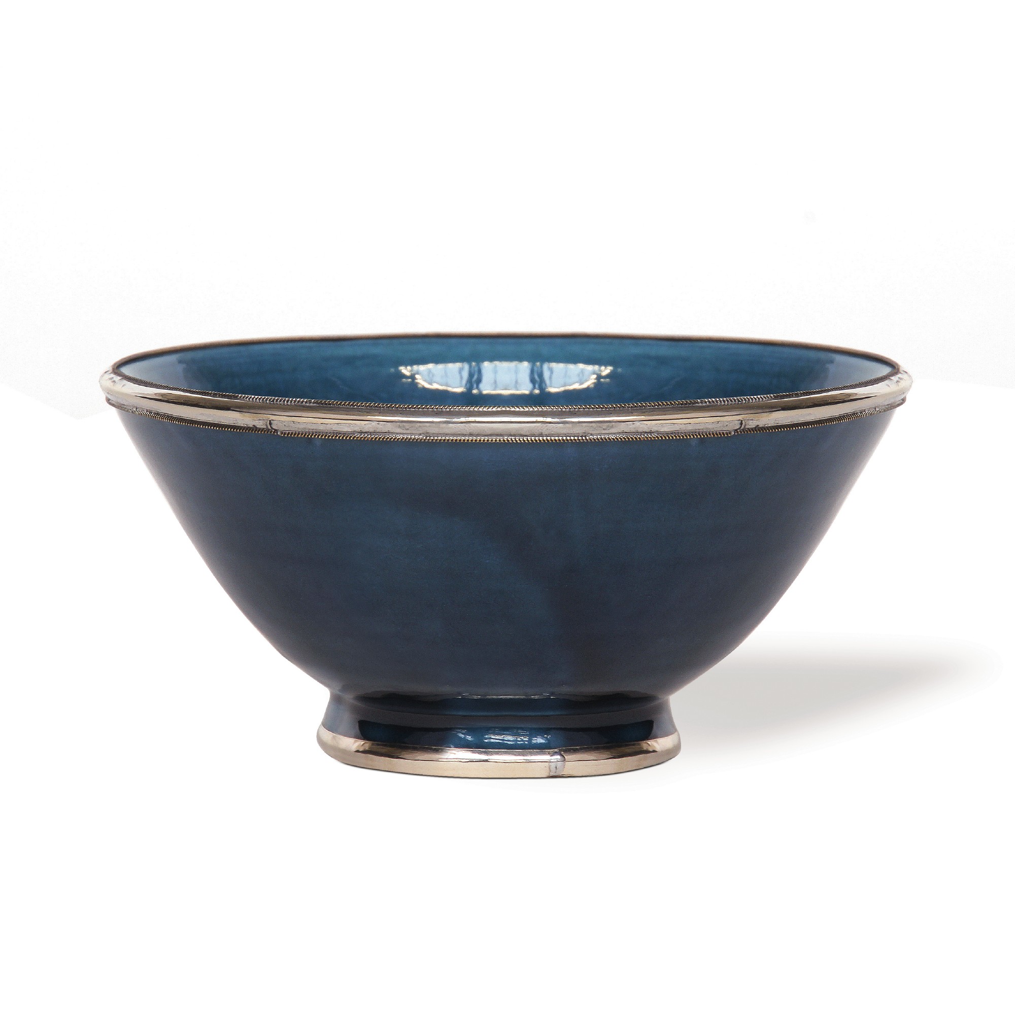 Zierschale mit Metallrand, jeansblau, Ø 18 cm, H 10 cm von fischer's lagerhaus
