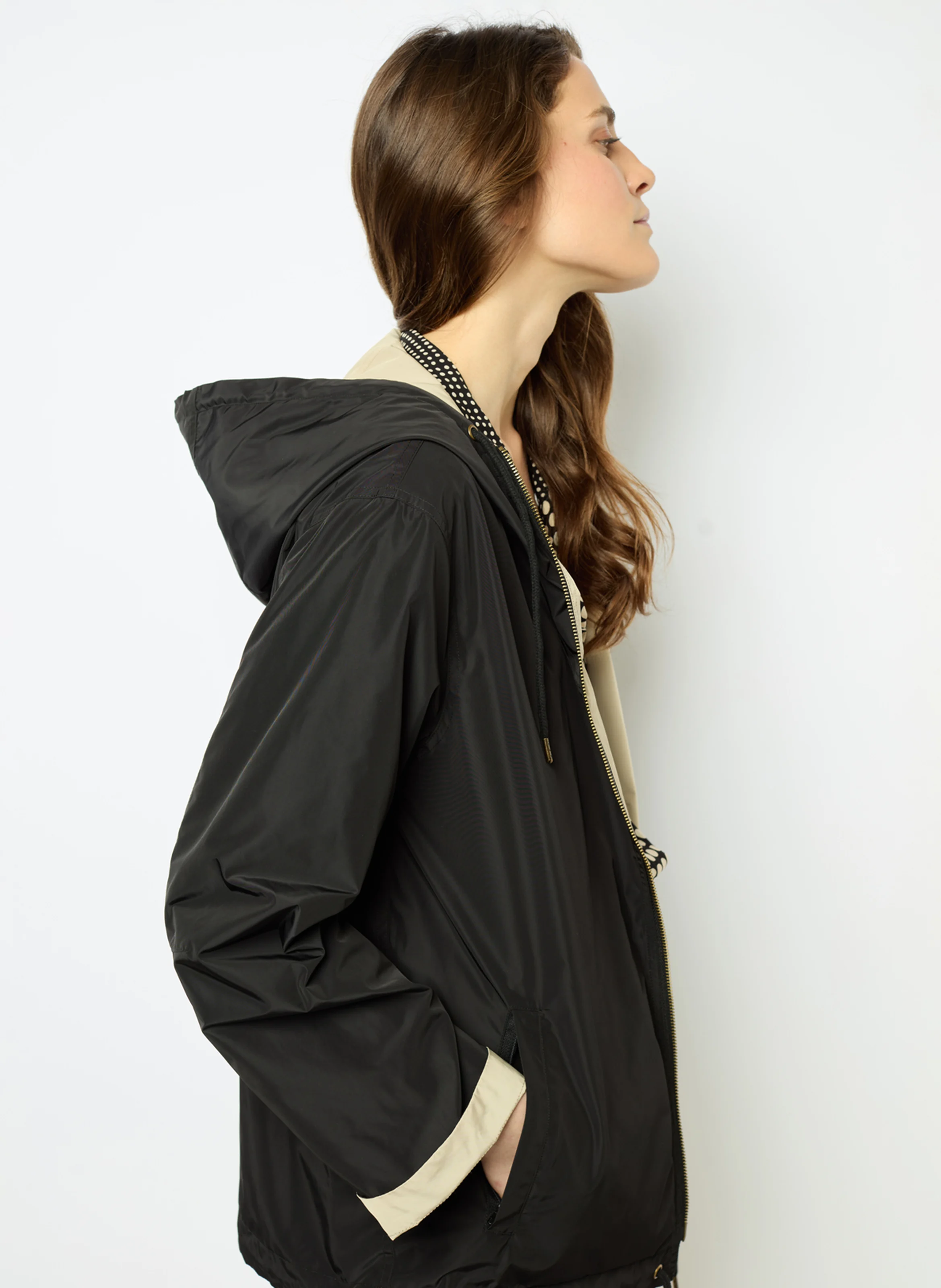 TIPHAINE - Parka courte réversible à capuche | Noir