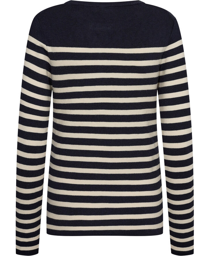Soaked in Luxury SLPina Striped Tee LS Night sky with white stripe