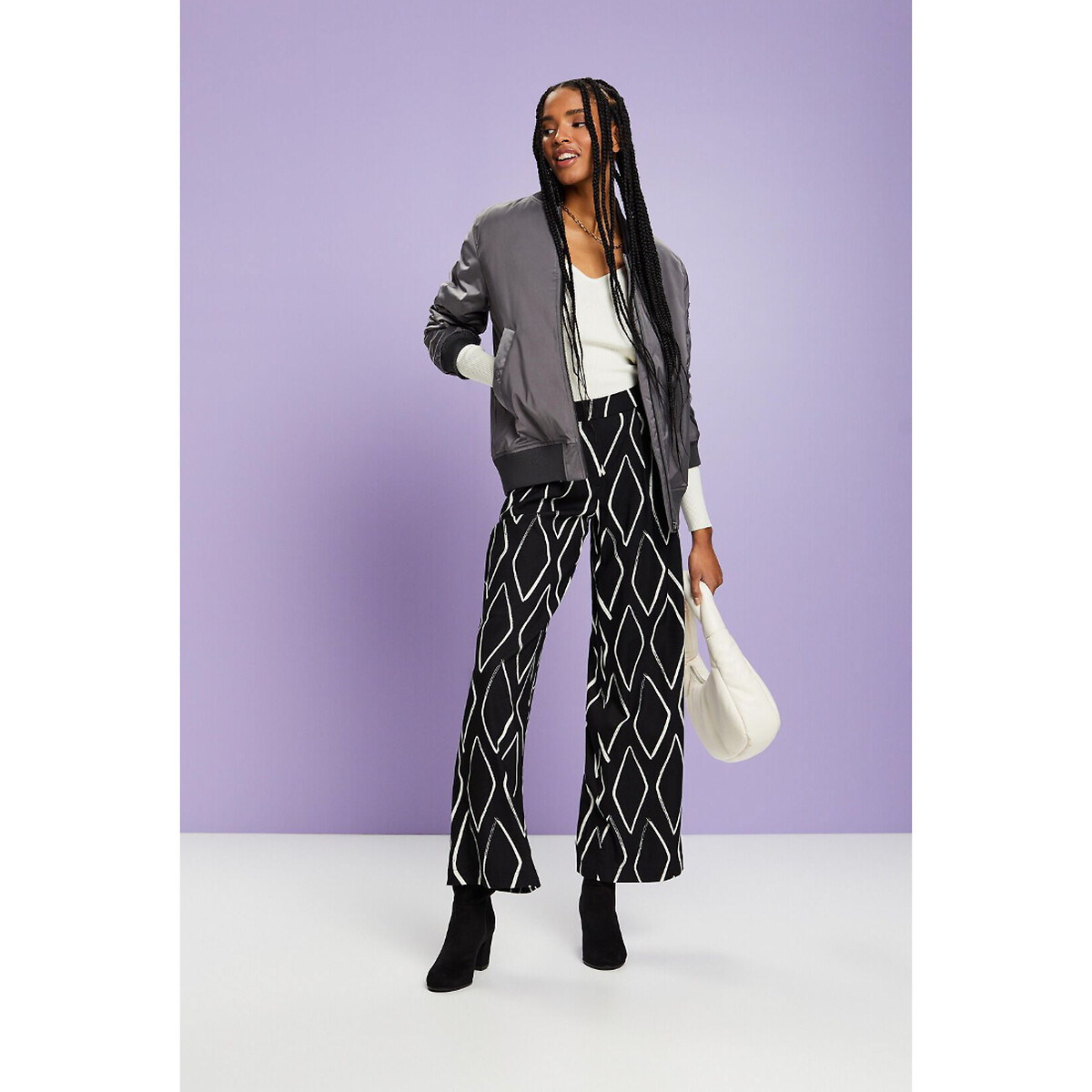 ESPRIT<br>Calças retas e largas, estampadas