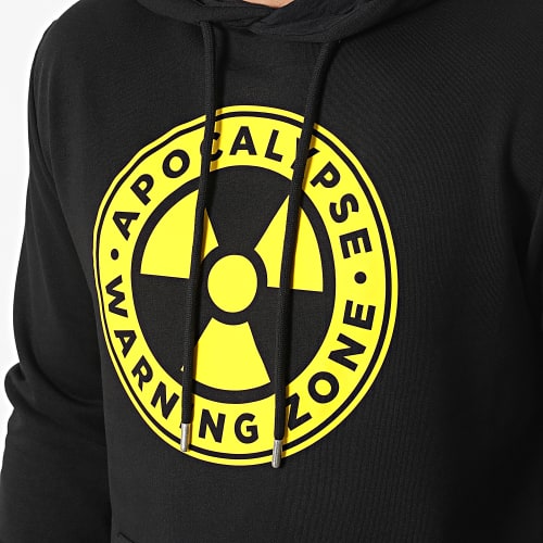 Sweat Capuche Apocalypse Warning Zone Noir Jaune