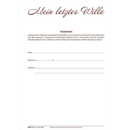 RNK Verlag Vordruck 