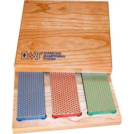 Kit de pierres à aiguiser diamant, boîte en bois, 3 pcs