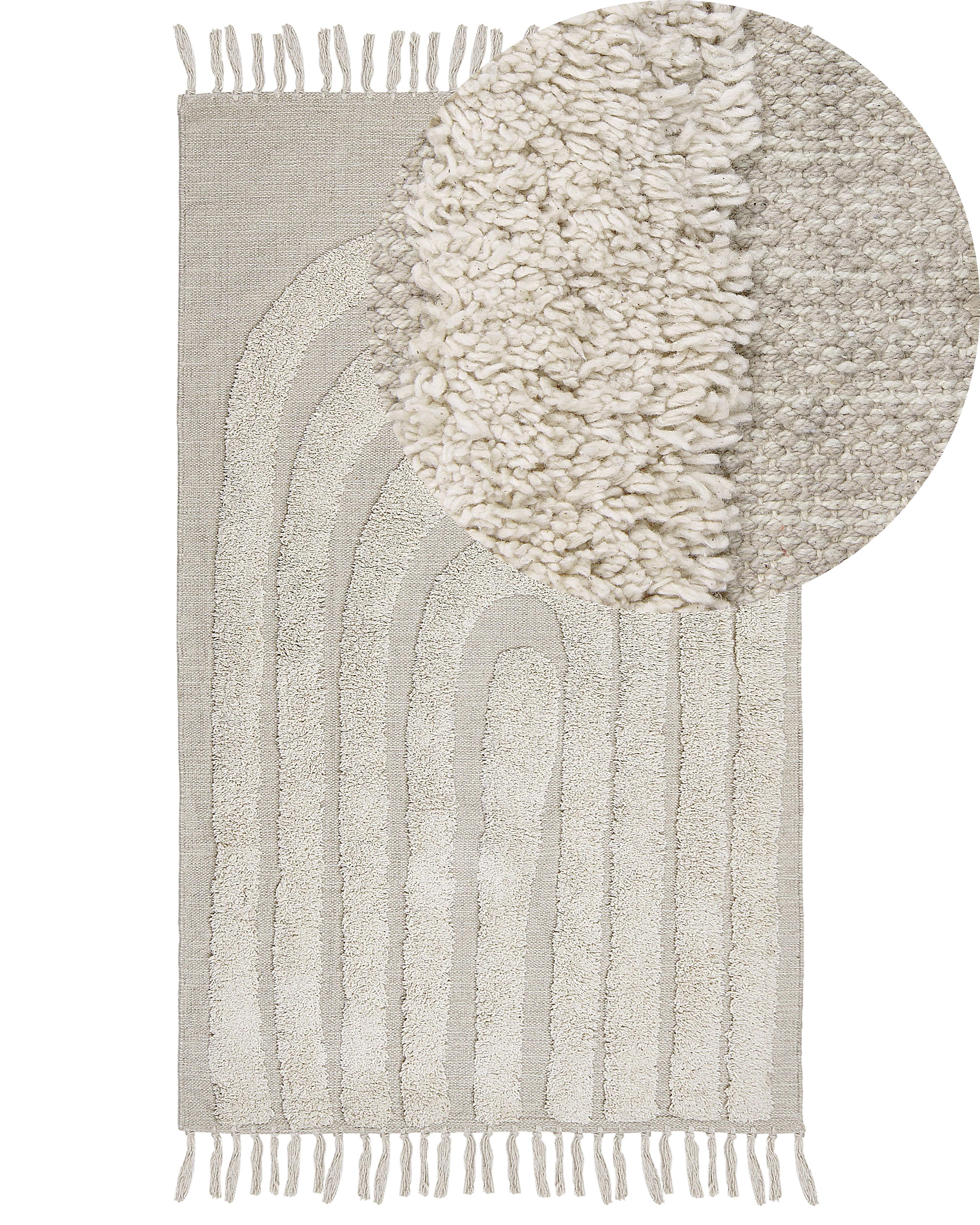 Vloerkleed HAKKARI Lichtbeige 80 x 150 cm Katoen