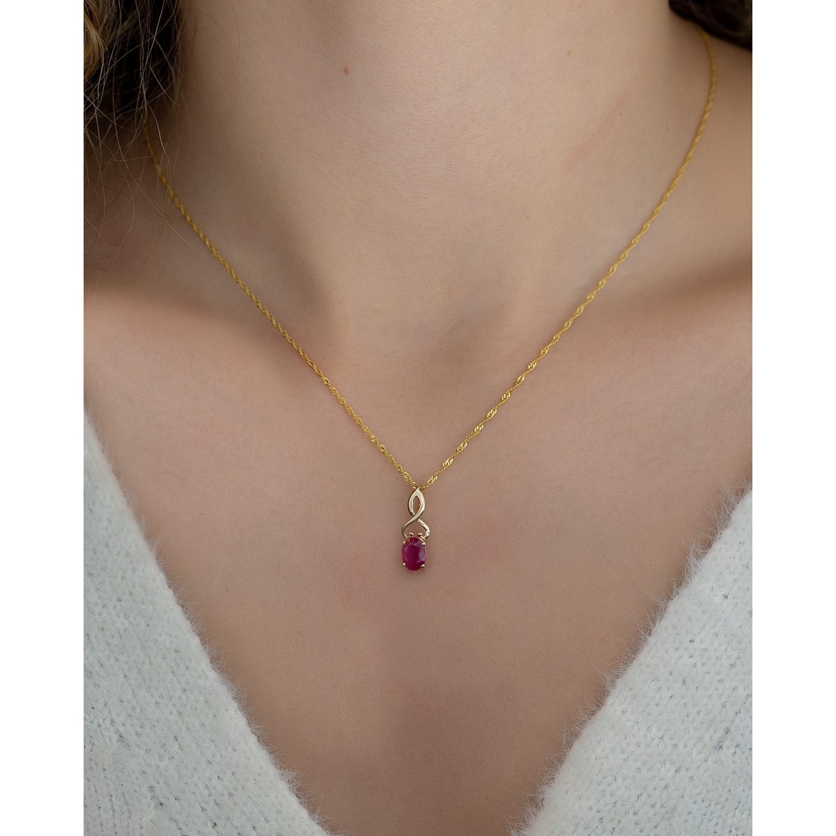 Collier Pendentif Or Jaune Rubis - Bijou d'Exception pour un Anniversaire Inoubliable | Aden