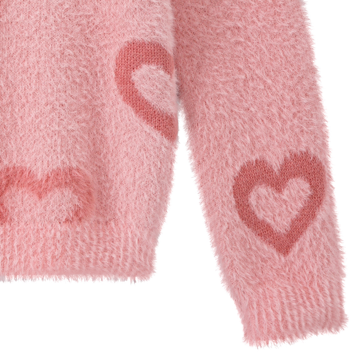 Yigga Mädchen Strickpullover mit Herz-Motiven rosa
