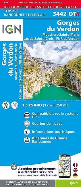 IGN - TOP25R 3442OTR GORGES DU VERDON 1 25 000