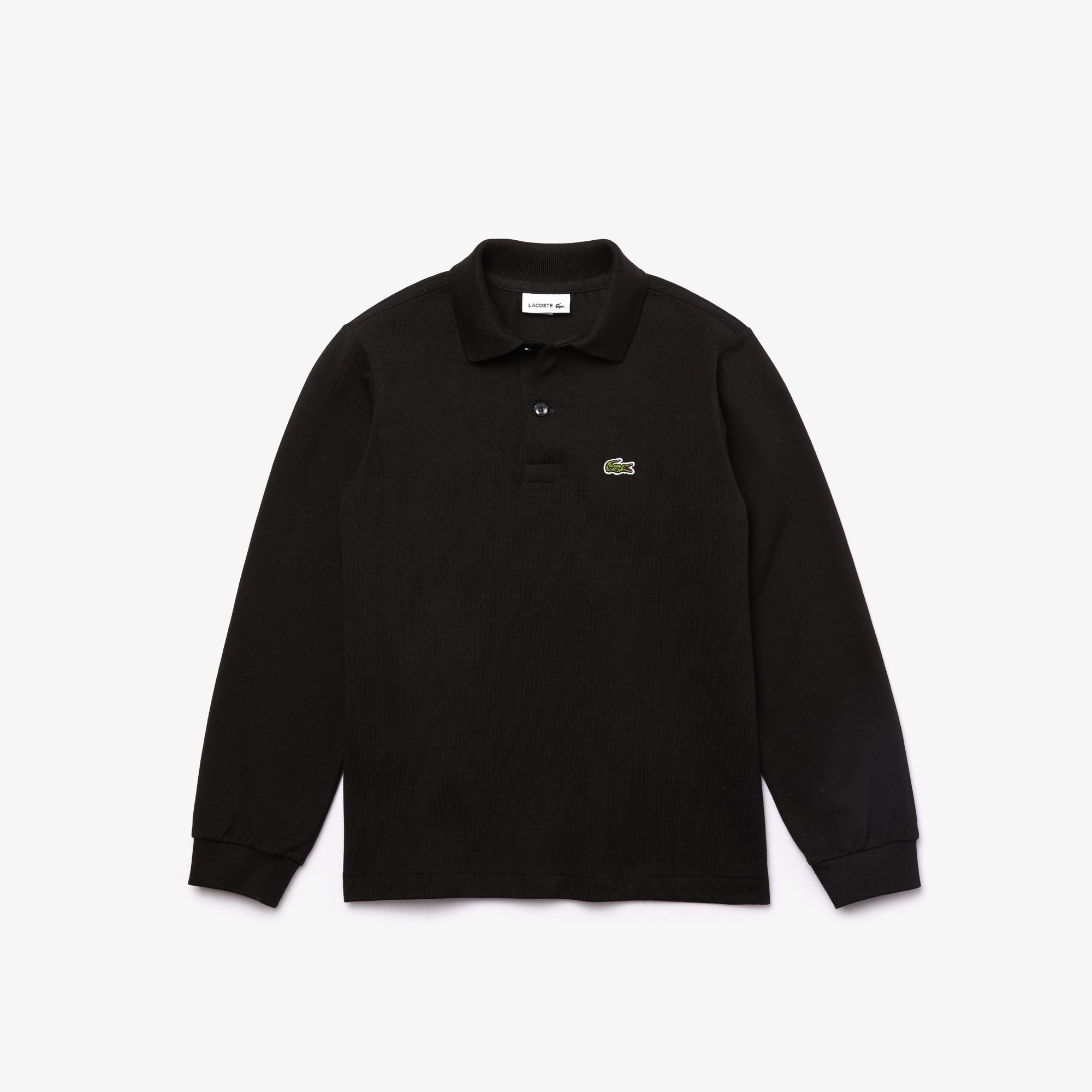 Polo regular fit à manches longues enfant Lacoste en petit piqué uni Polos - Noir - Lacoste - Enfant