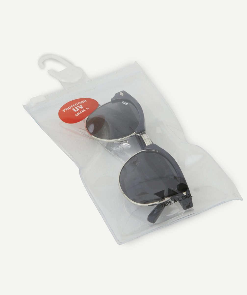lunettes de soleil garçon noires et couleur argentée