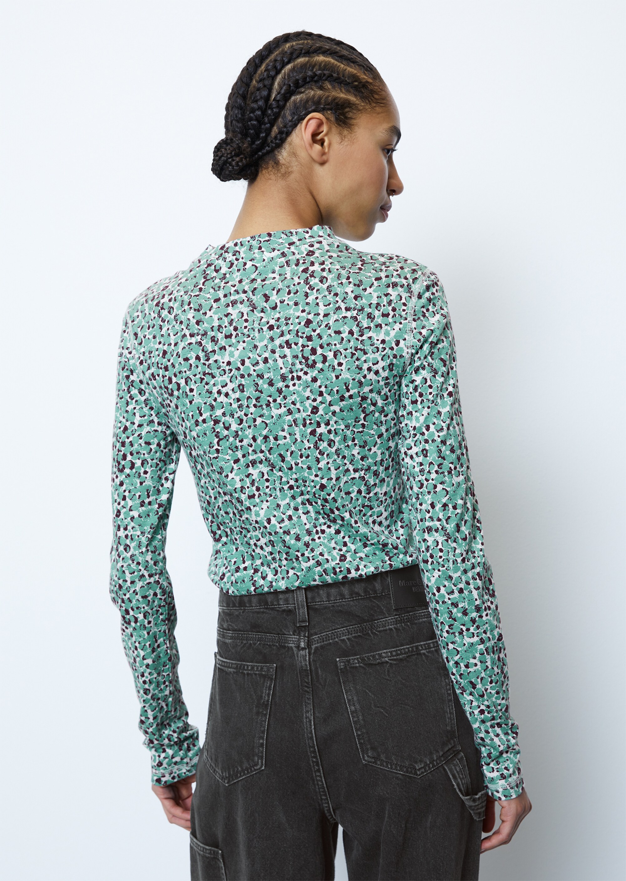 Gemustertes Jersey-Longsleeve slim aus bedrucktem Light Weight Jersey