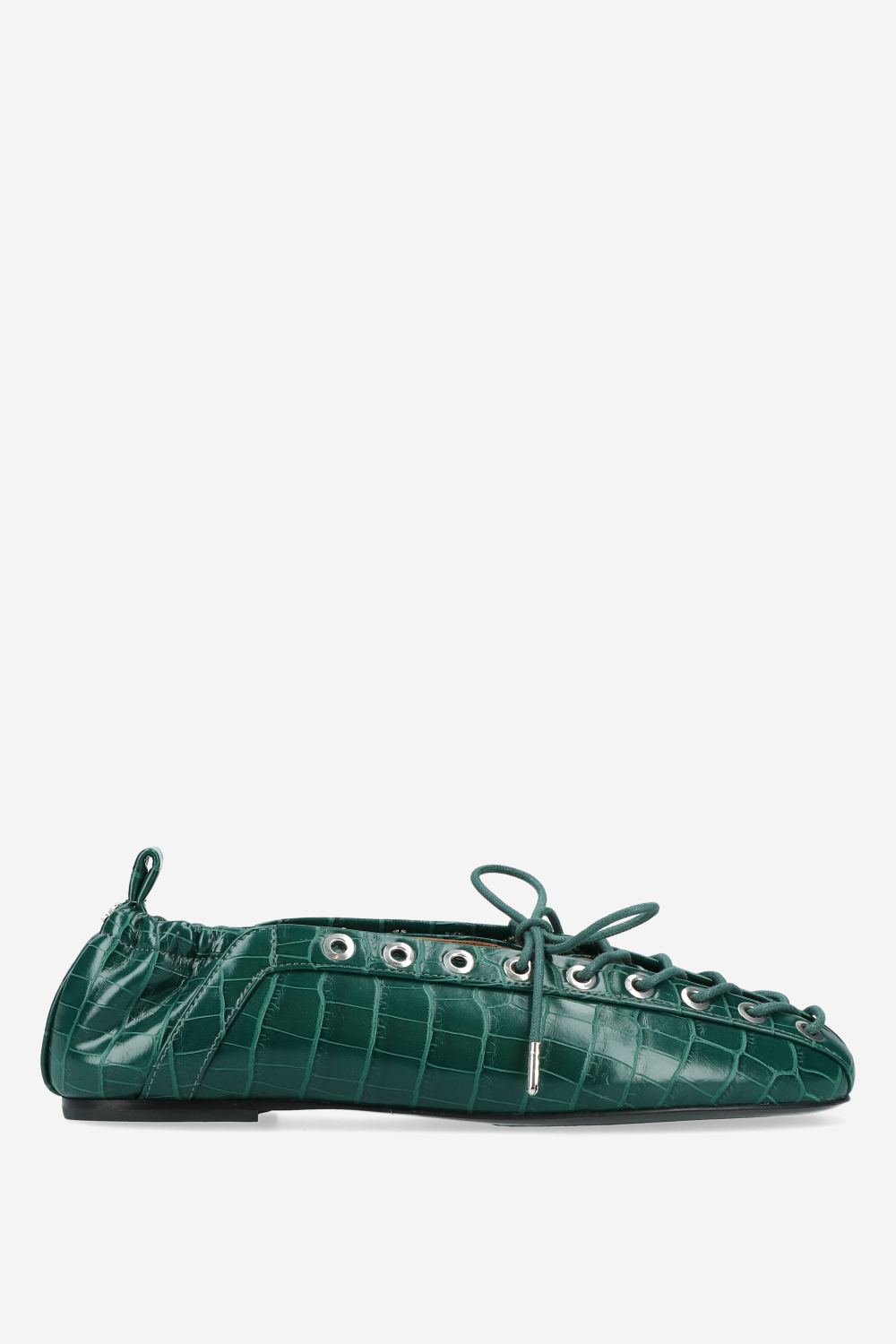 Eyelets lace up croco ballerinas