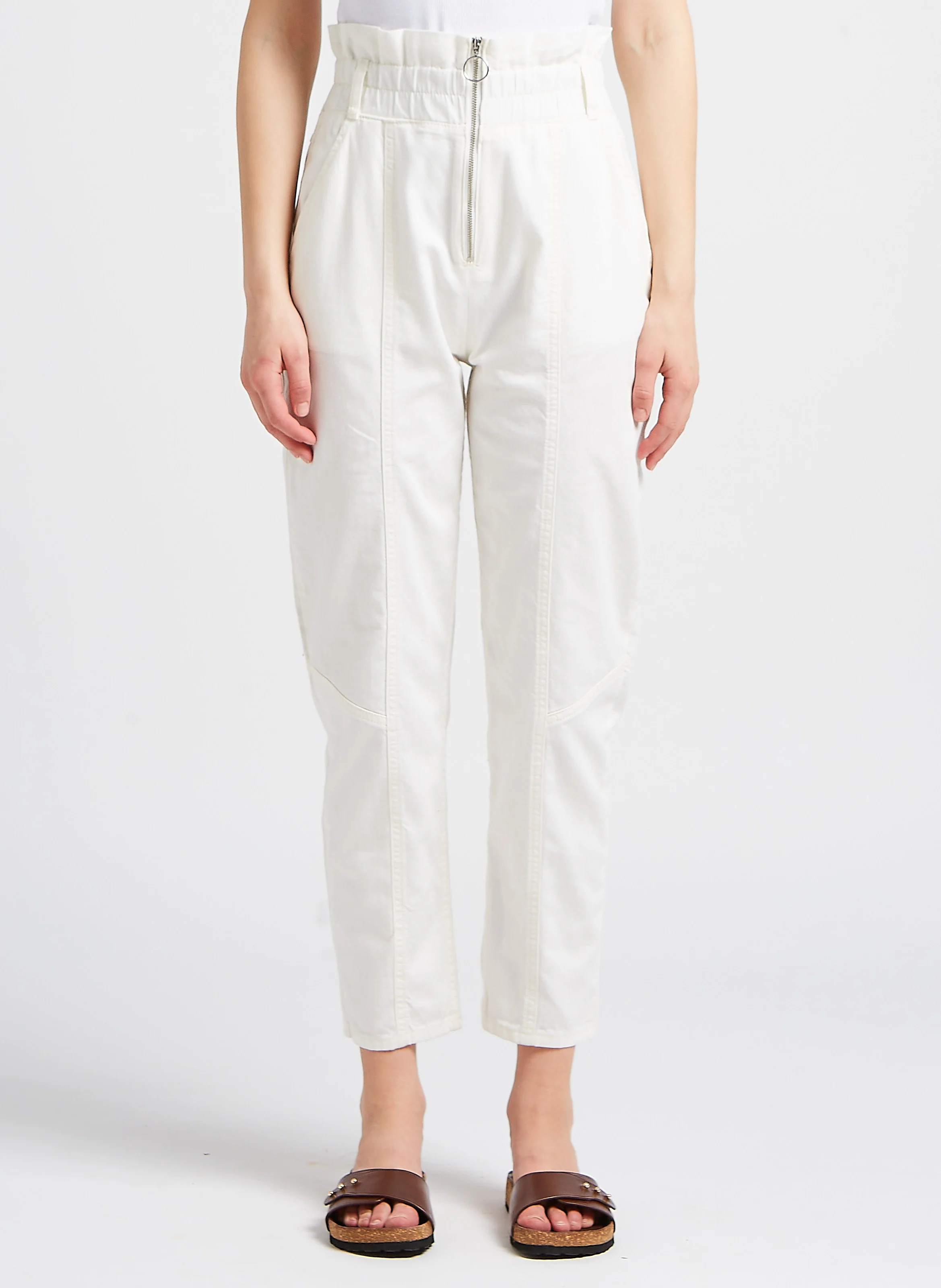 OMNY - Pantalon droit en coton| Blanc