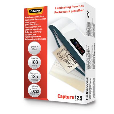 Fellowes - 100 pochettes de plastification (54 x 86 mm) - 125 microns - brillantes