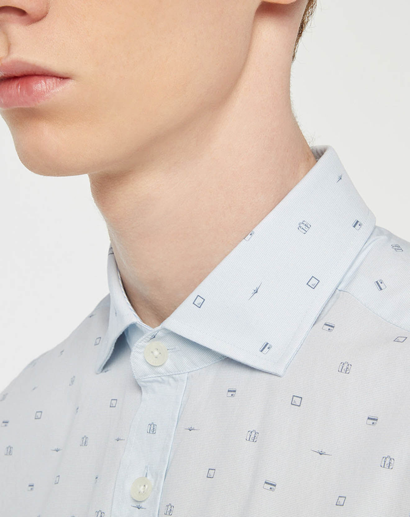 Hackett London Chemise Slim Fit Mix Travel imprimée bleu clair