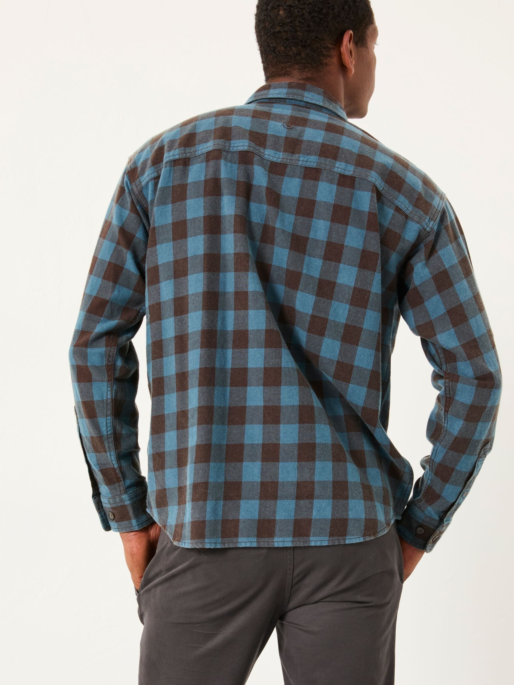 Normaal blauw - FatFace Long Sleeve Relaxed Fit Gingham Shirt
