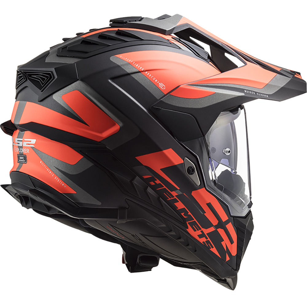 LS2 - Casque MX701 Explorer Alter Noir Mat / Orange fluo