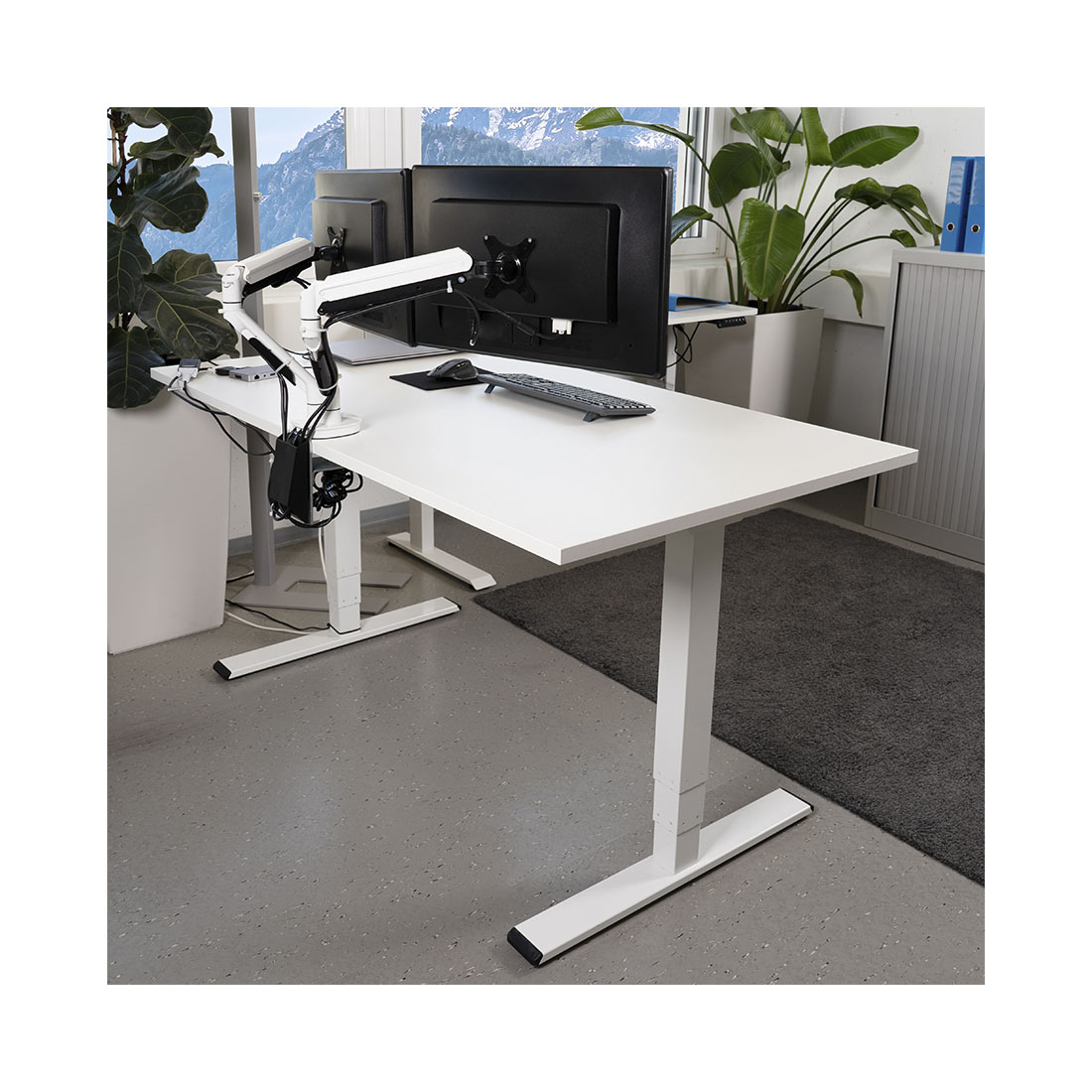 CONTINI höhenverstellbarer Bürotisch 180 x 80 cm weiss / Gestell weiss