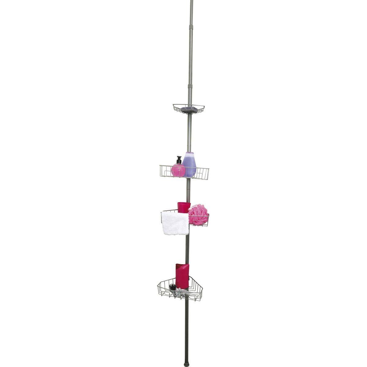 COLONNE TELESCOPIQUE METAL PEINT 4 ETAGERES  GRIS