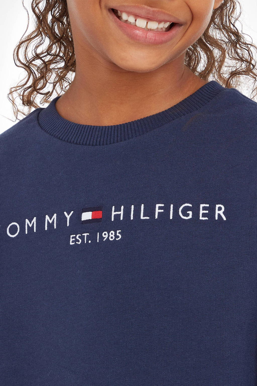 Tommy Hilfiger unisex sweater met logo donkerblauw