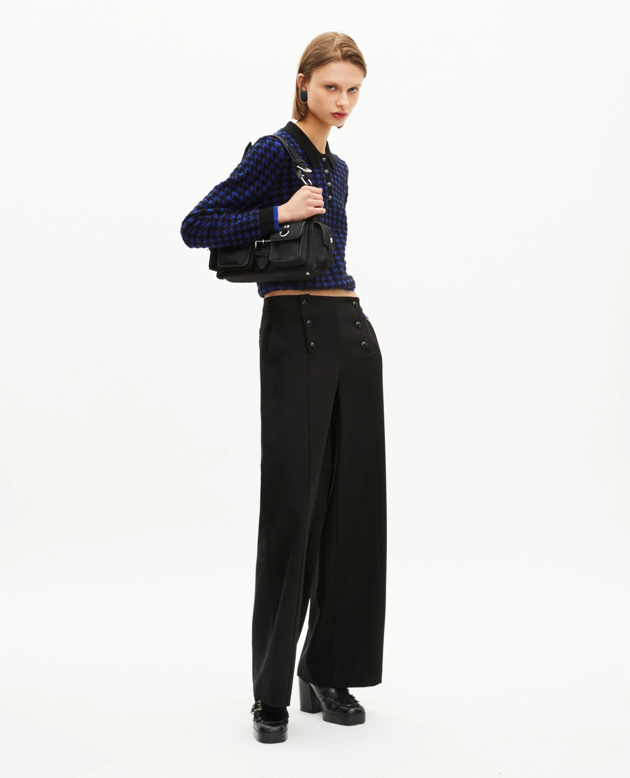 Pantalon droit à pont noir