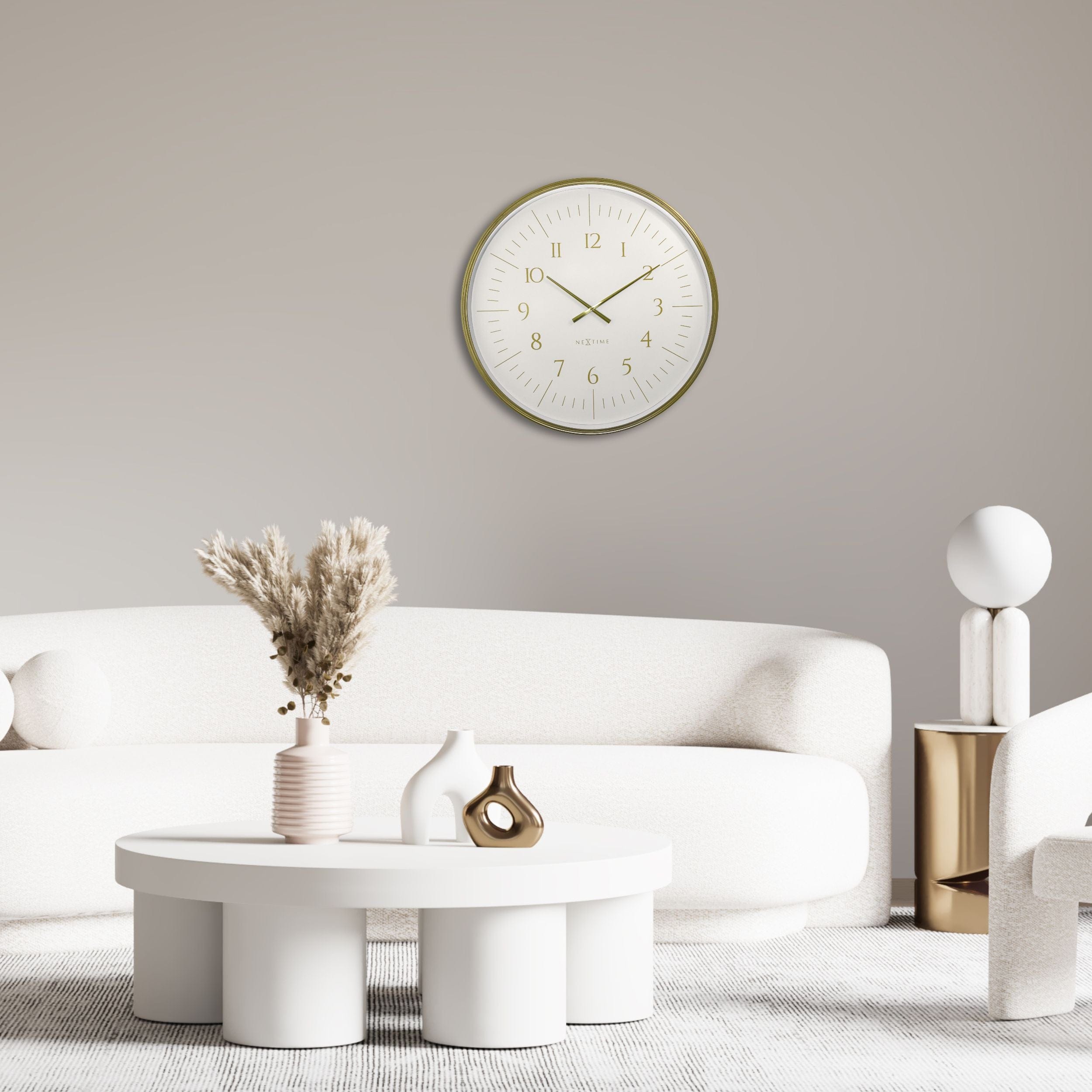 NeXtime - Wandklok 77 cm-Goud|Wit-Plastic-NeXtime 'Galaxy Large'