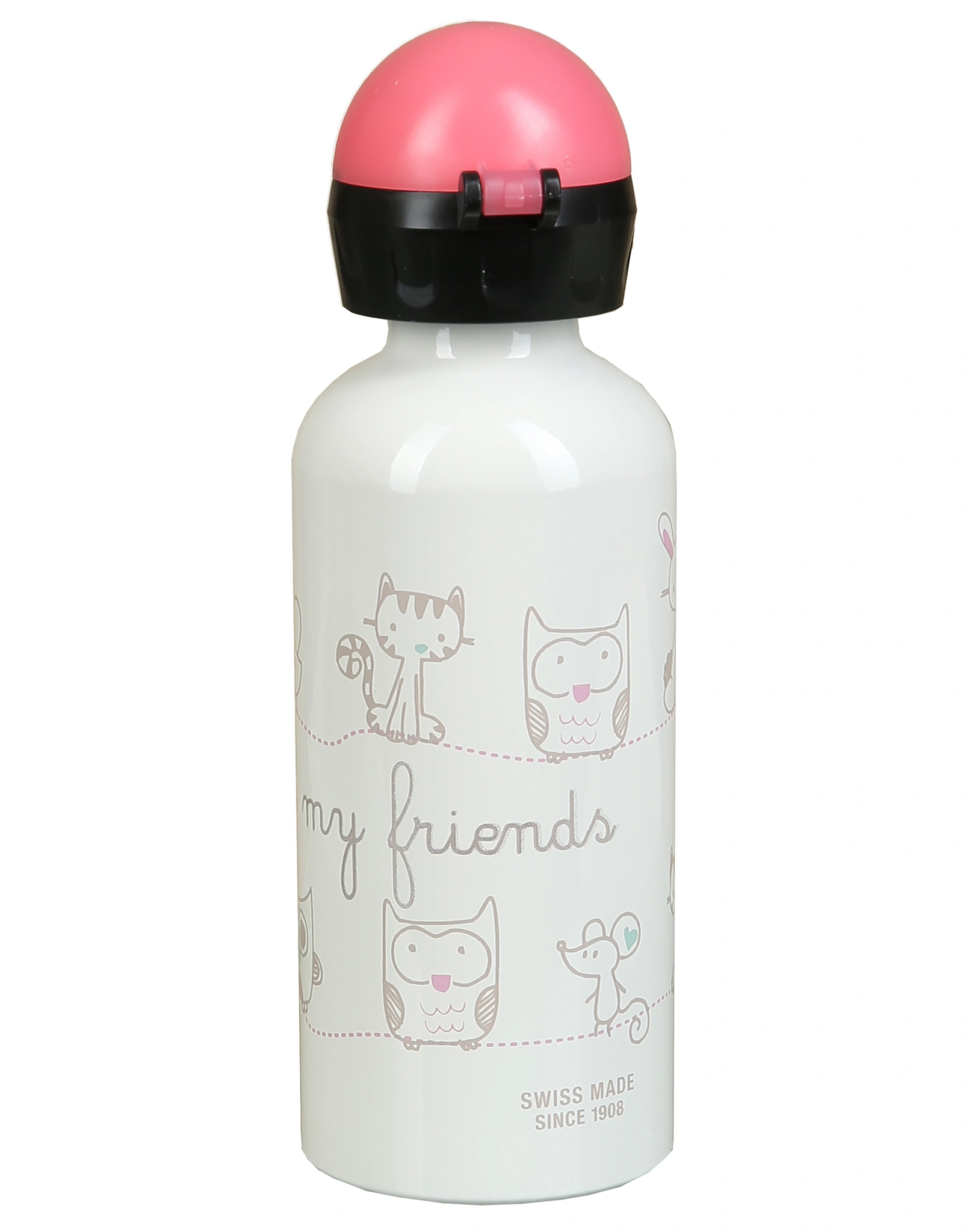Aluminium-Trinkflasche ALL MY FRIENDS (0,4L) in weiß/pink
