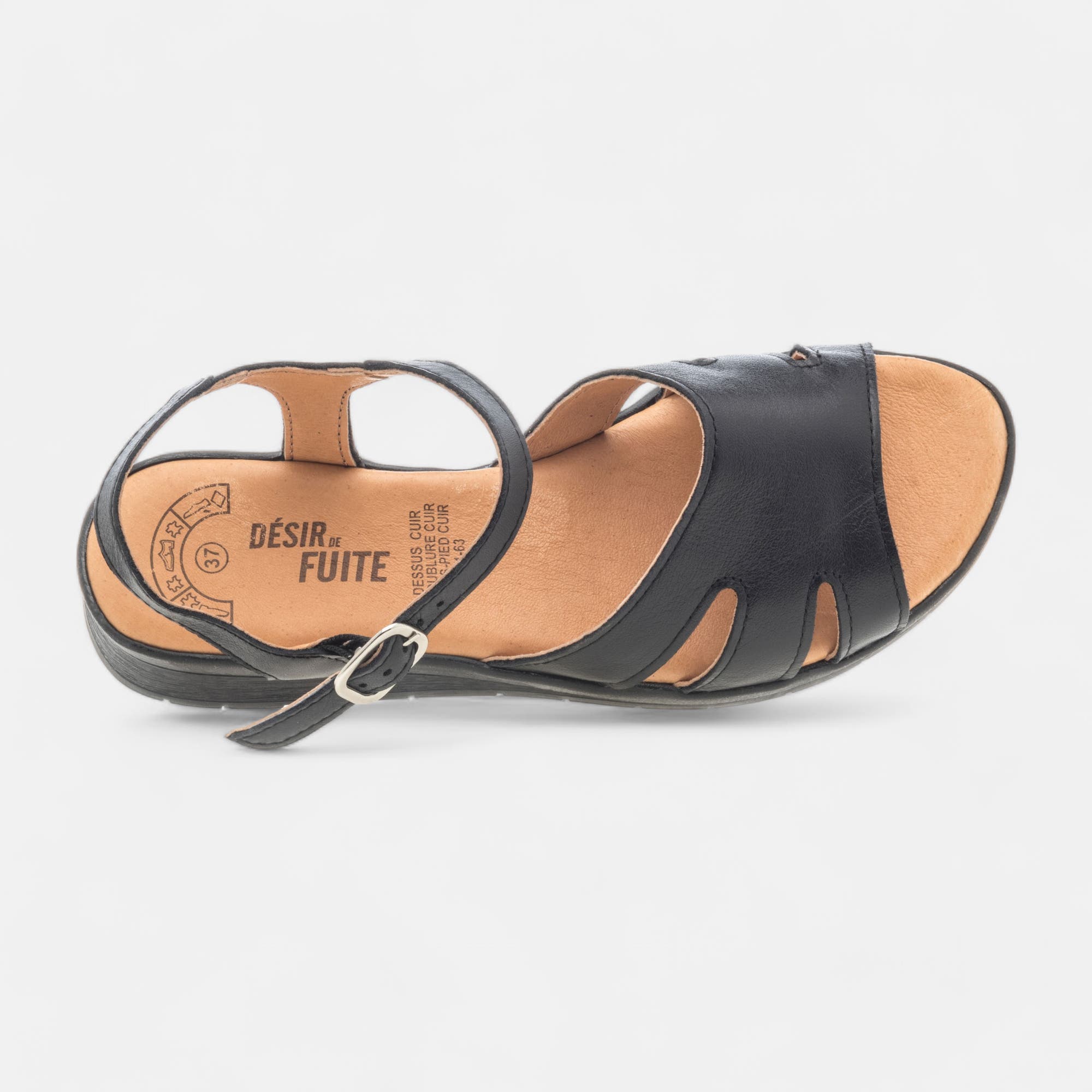 Sandales Femme en cuir noir