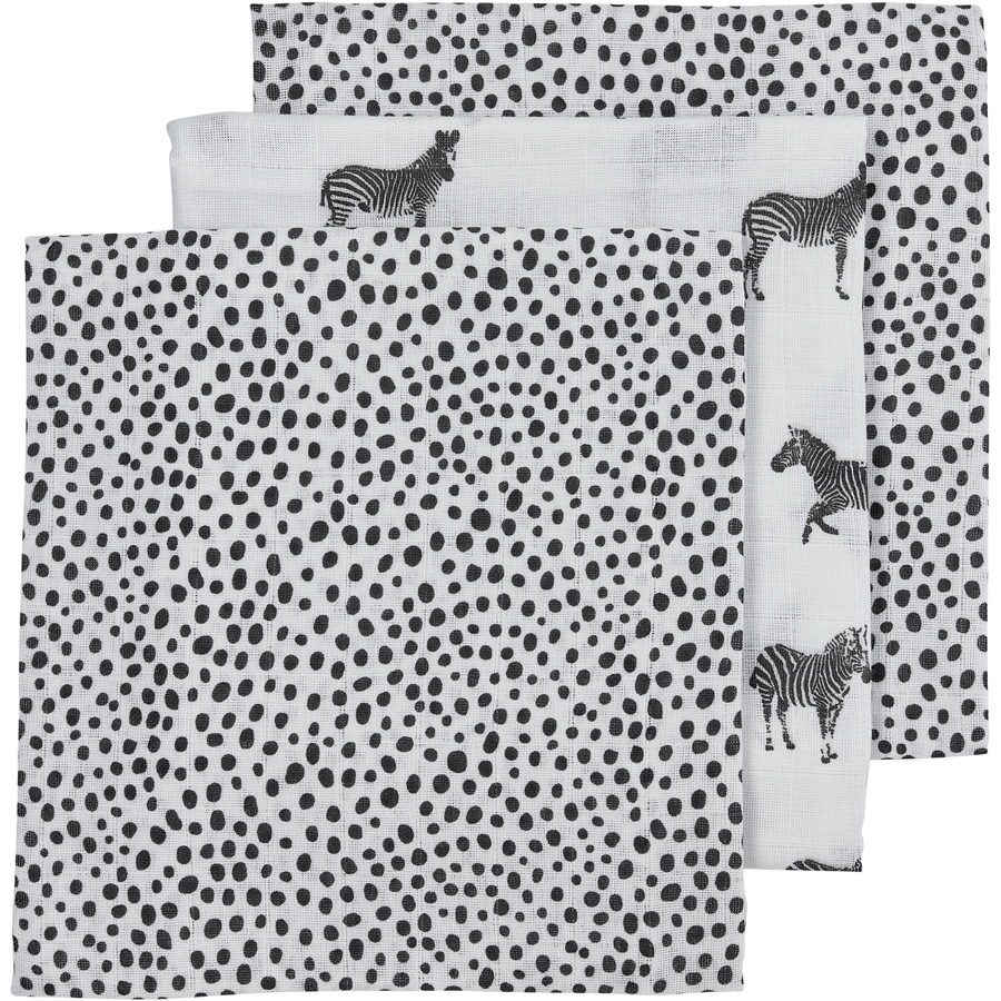 Meyco Mullwindeln 3er-Pack Zebra Animal  Cheetah 70 x 70 cm