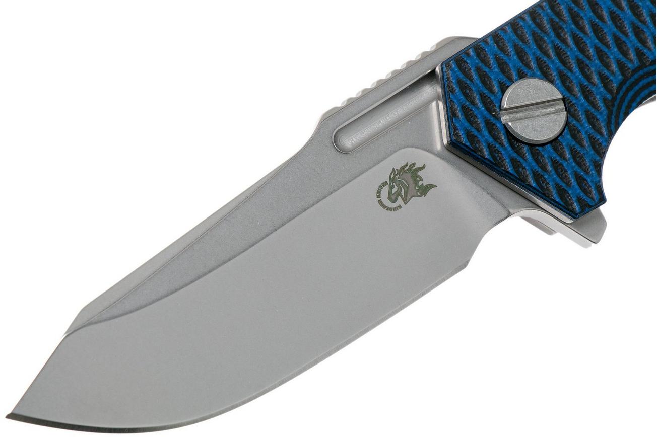 Rick Hinderer Half Track Gen 2, Spearpoint 20CV, Black & Blue G10, zakmes