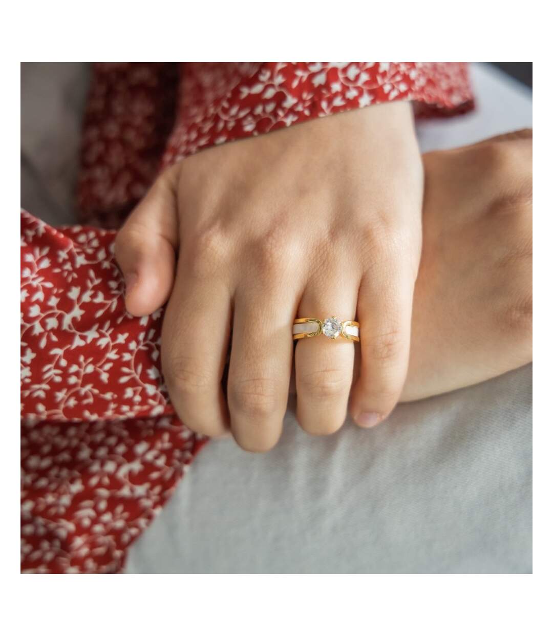 Coffret Bague Femme Originale Trois en Une Céramique Ornée Zirconium