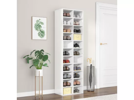 Armoire à chaussures blanc brillant 54x34x183cm bois ingénierie
