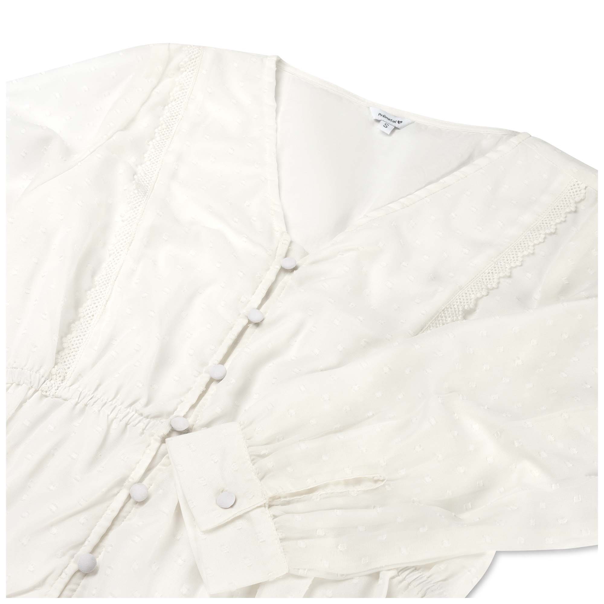 Prénatal zwangerschapsblouse lange mouwen effen wit