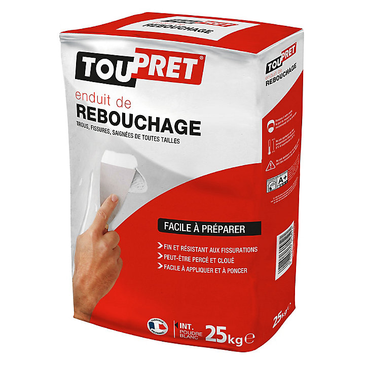 Enduit de rebouchage poudre blanc Toupret 25kg