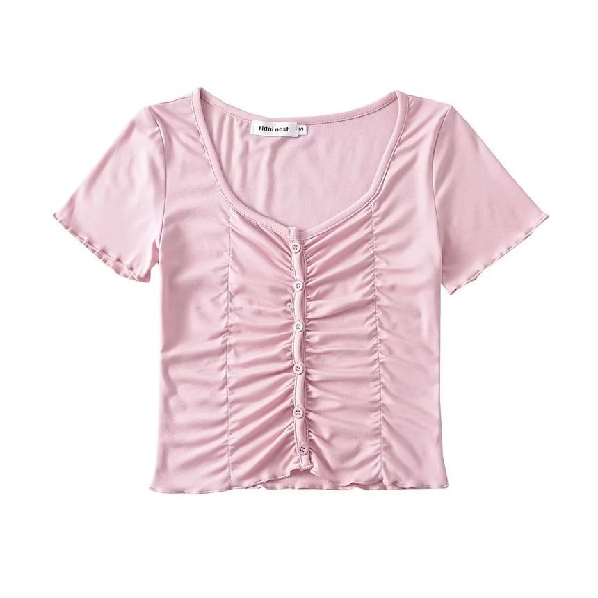 Asiris - Kort mouwloos geplooid slim-fit crop top