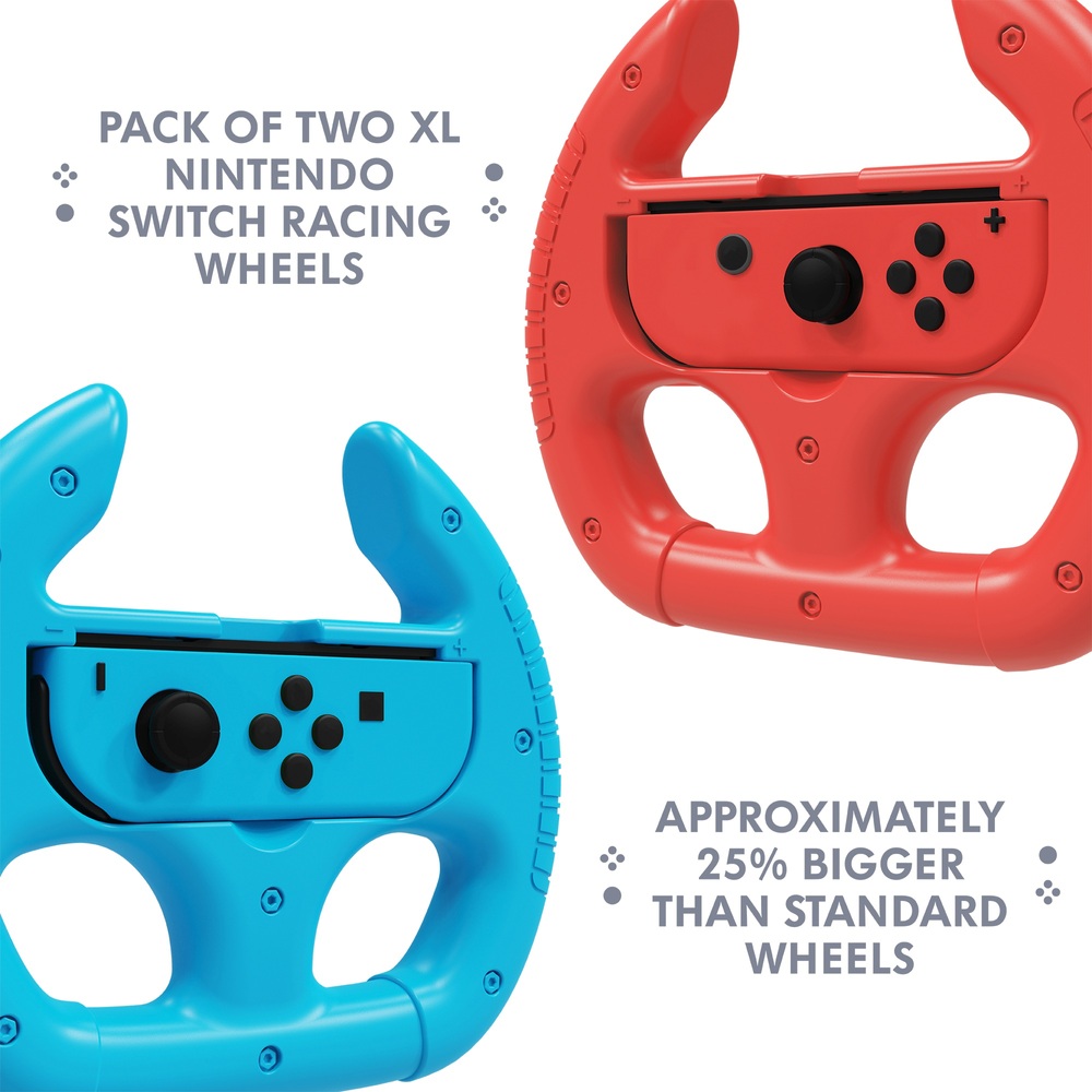 Stealth Nintendo Switch & Switch OLED Joy-Con Rennlenkrad Doppelpack – Neonblau und Rot