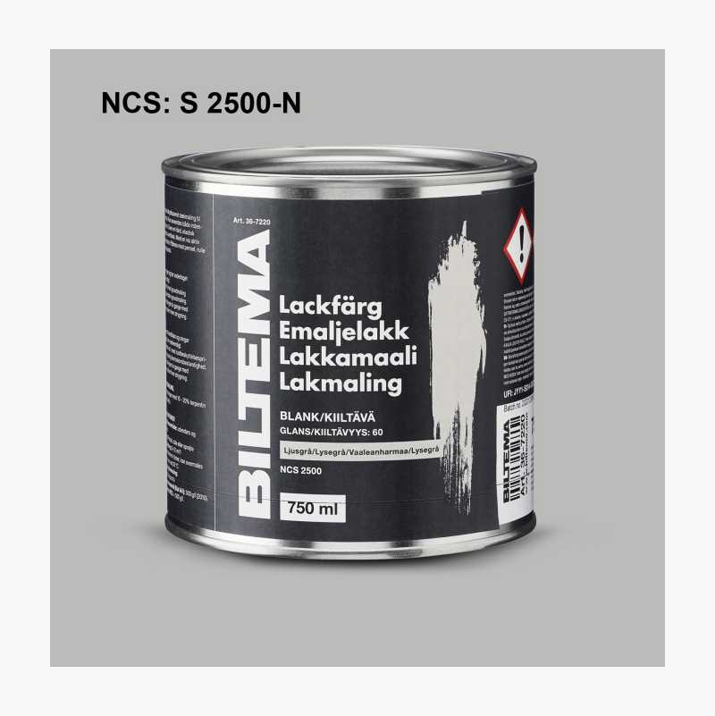 Emaljelakk, blank, lysegrå, 0,75 liter