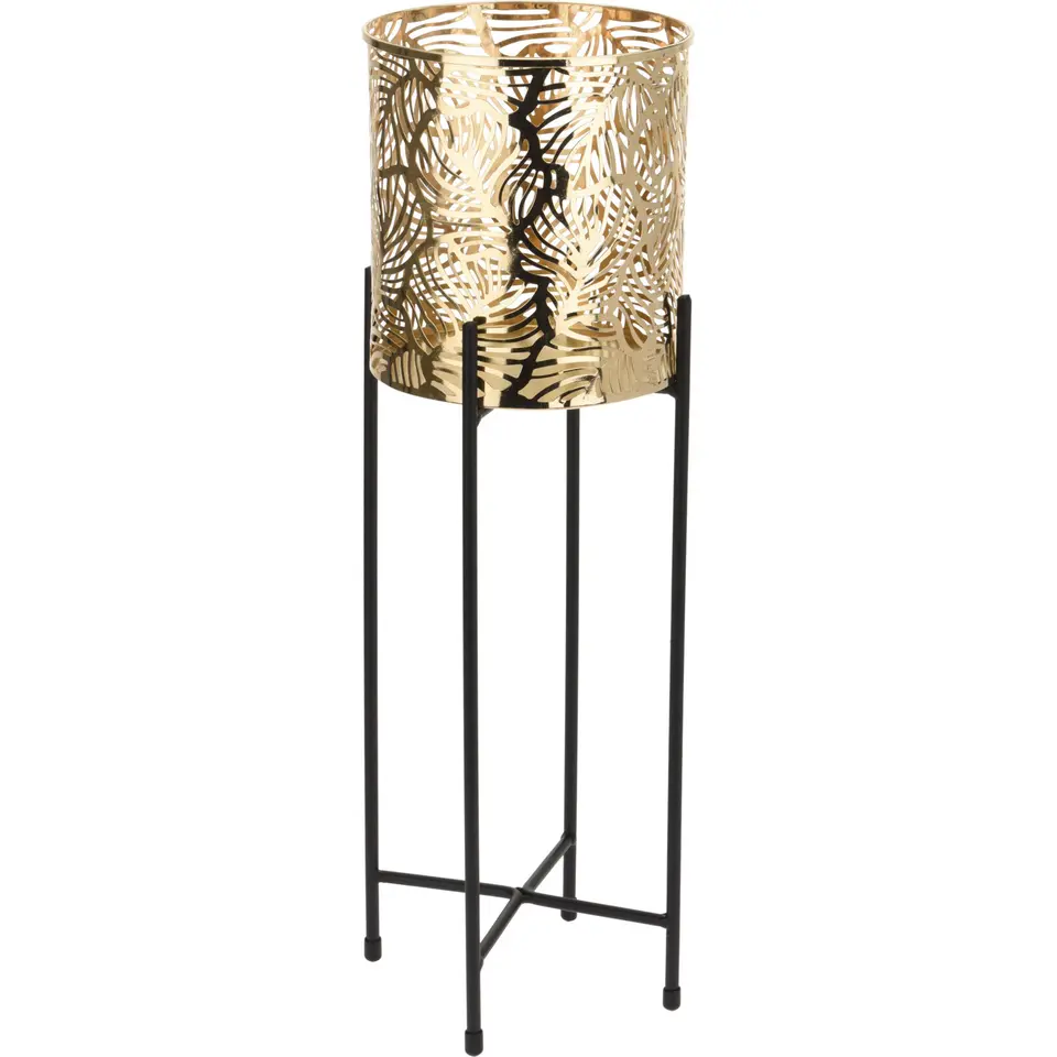 Bellatio design Plantenpot - standaard - zwart en goudkleurig - 15 cm