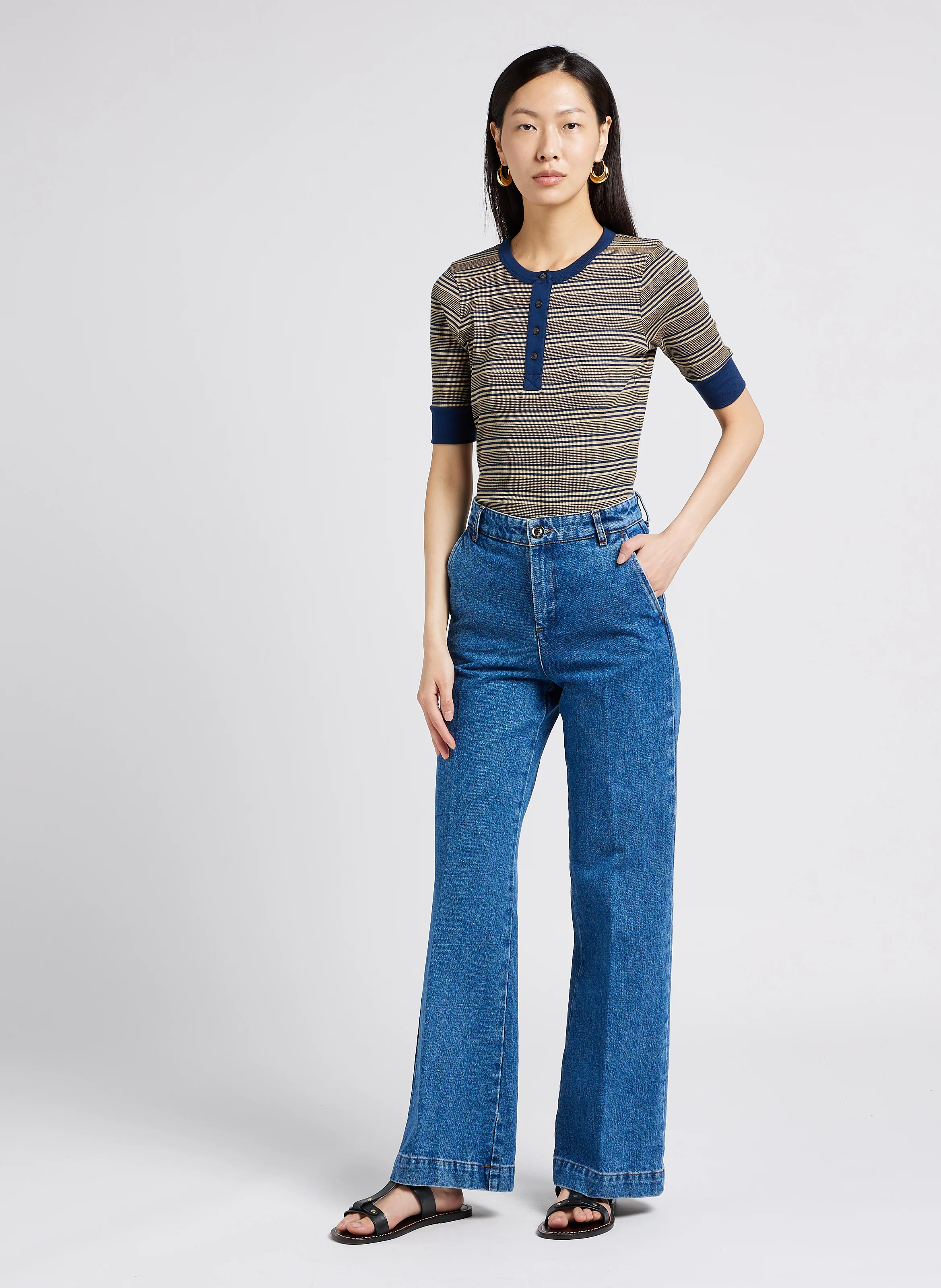CALIFORNIA - Jean boot-cut en coton| Bleu
